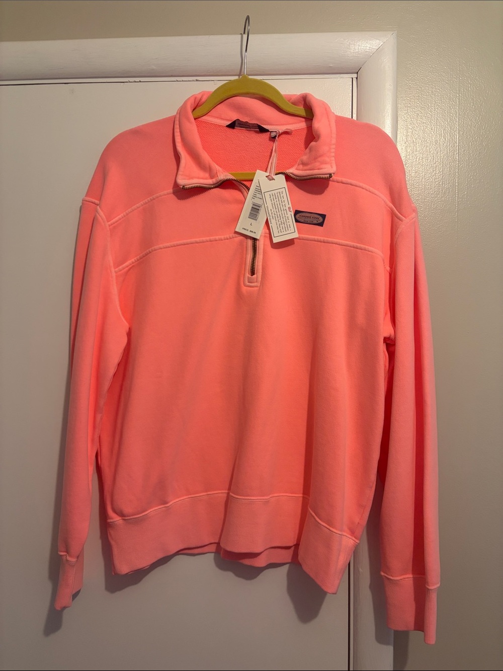 Vineyard Vines Coral Pink Quarter-Zip Sweatshirt